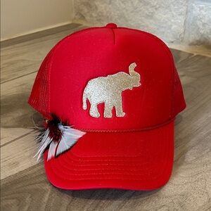 GOLDEN ELEPHANT RED TRUCKER HAT
